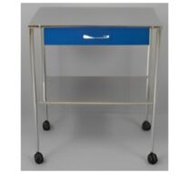 Mesa Auxiliar Acero Cromado Tablero Superior e Inferior Lisos Cajón Superior MAU104