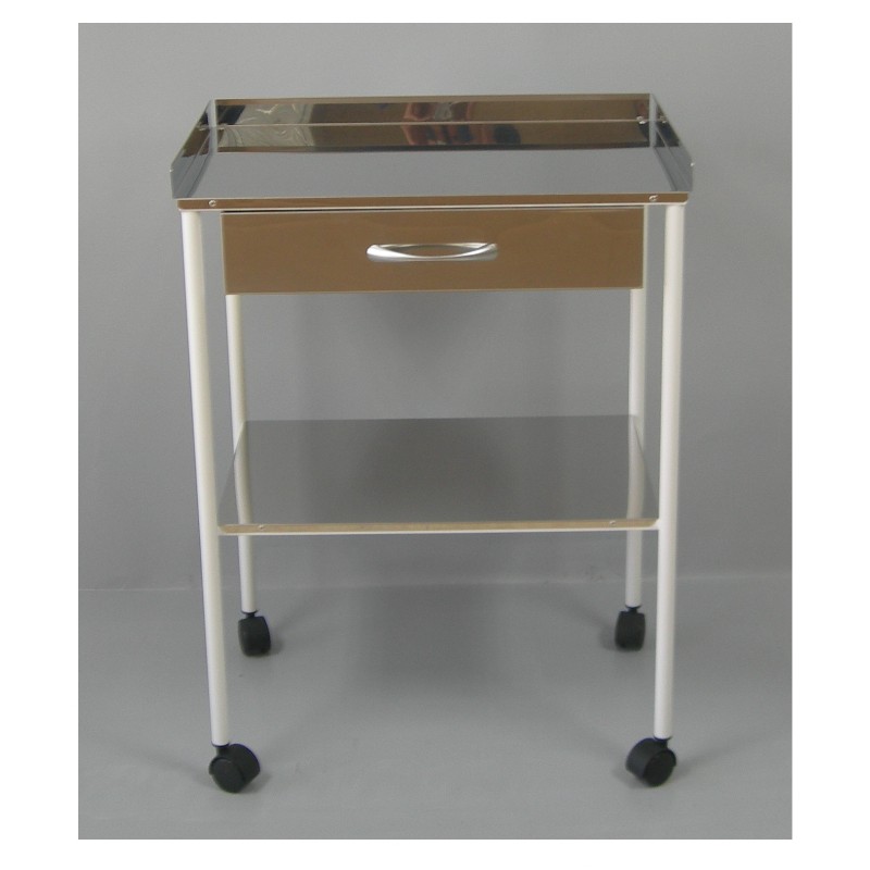 MAU111 Mesa Auxiliar Acero Esmaltado Plano Superior Reborde En Tres Lados Inferior Liso Cajon Superior MAU111
